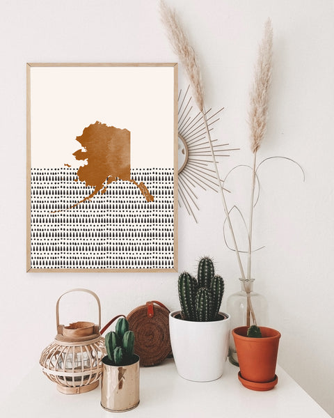Alaska Boho Wall Art Map
