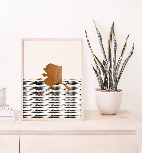 Alaska Boho Wall Art Map
