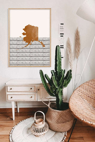 Alaska Boho Wall Art Map