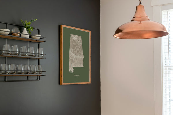 Alabama Hydrological Map Poster Green