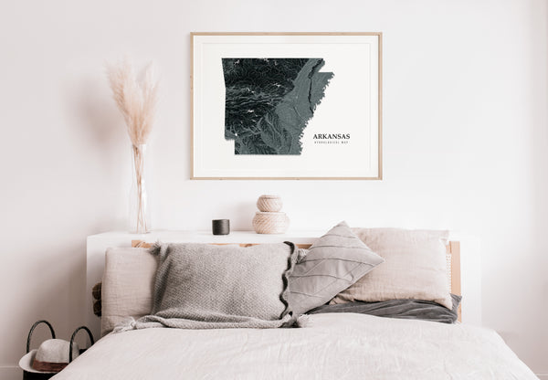 Arkansas Hydrological Map Poster Black