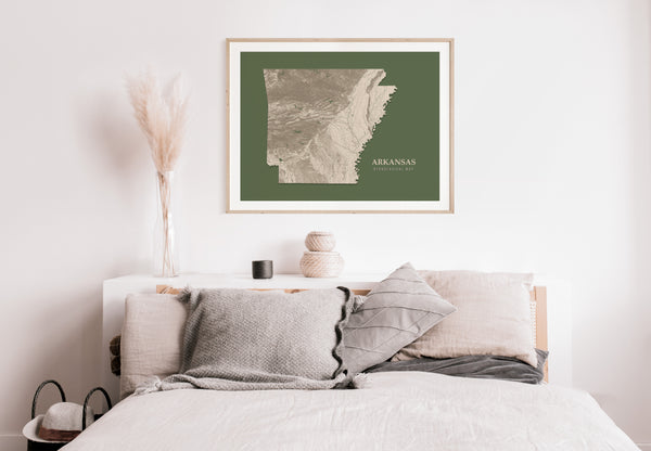 Arkansas Hydrological Map Poster Green