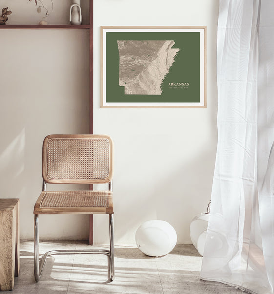 Arkansas Hydrological Map Poster Green