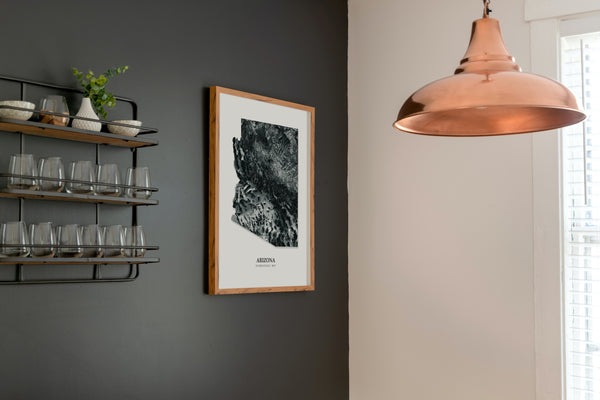 Arizona Hydrological Map Poster Black