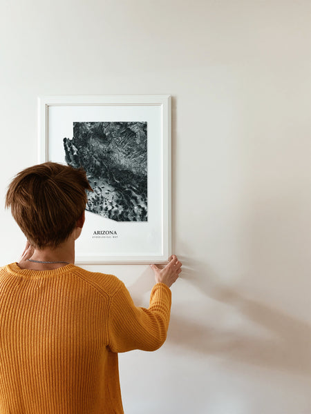 Arizona Hydrological Map Poster Black