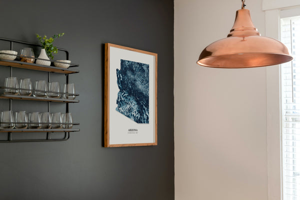 Arizona Hydrological Map Poster Blue