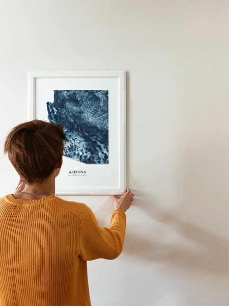 Arizona Hydrological Map Poster Blue