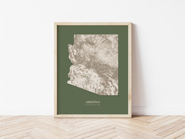 Arizona Hydrological Map Poster Green