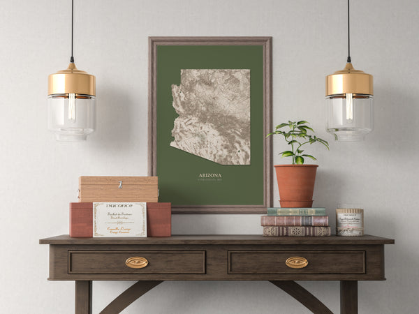 Arizona Hydrological Map Poster Green