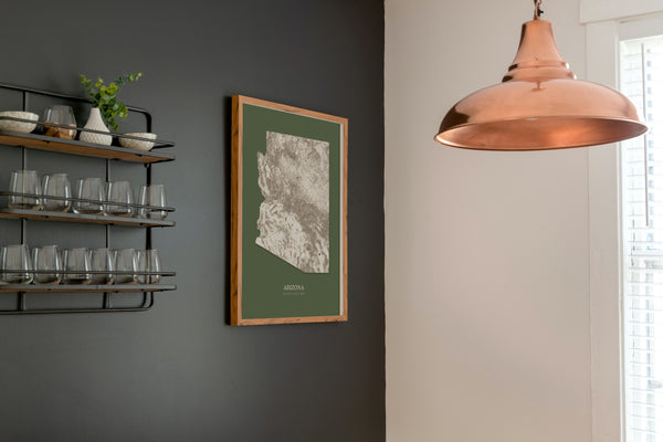 Arizona Hydrological Map Poster Green