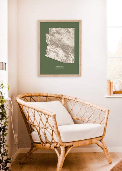 Arizona Hydrological Map Poster Green