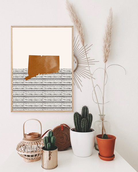 Connecticut Boho Wall Art Map