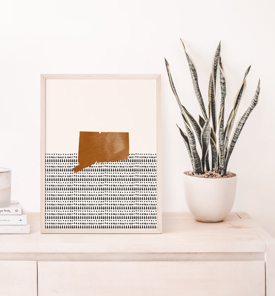 Connecticut Boho Wall Art Map