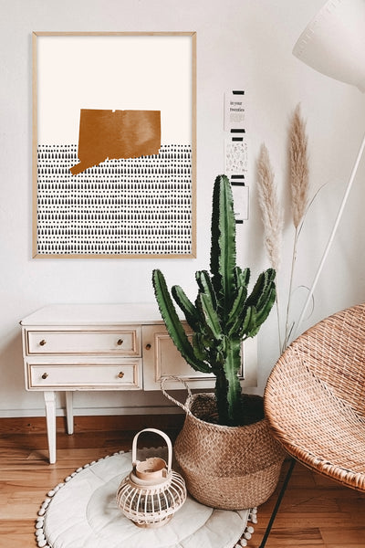 Connecticut Boho Wall Art Map