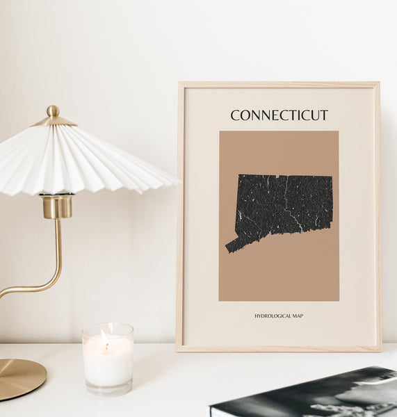 Connecticut Mid-Century Hydrological Map