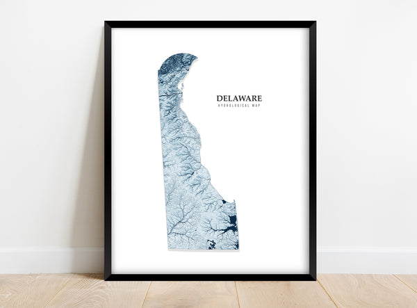 Delaware Hydrological Map Poster Blue
