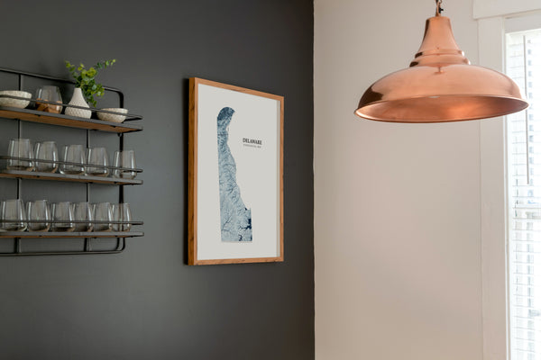 Delaware Hydrological Map Poster Blue