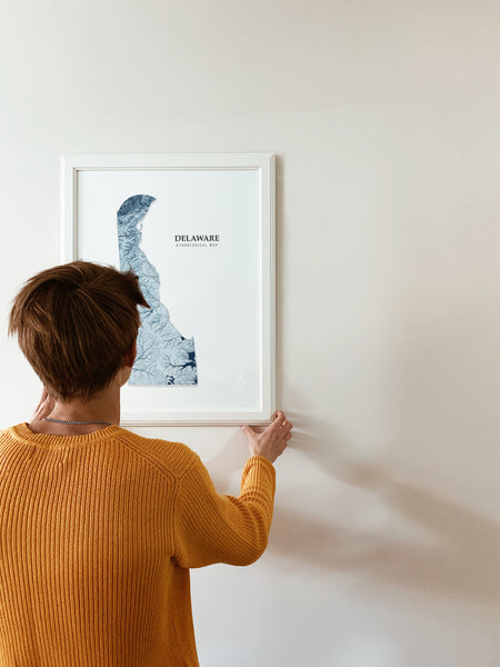 Delaware Hydrological Map Poster Blue