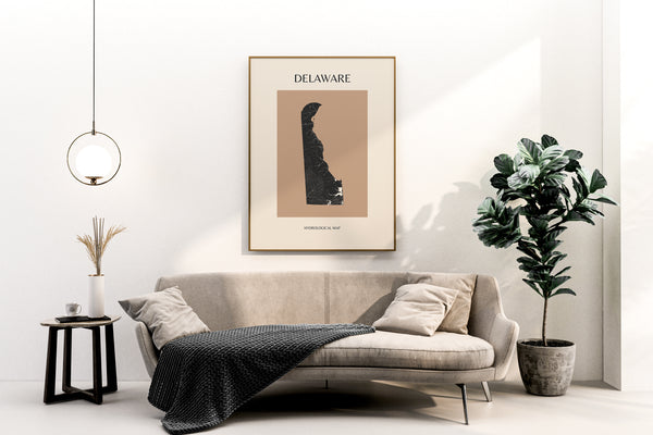 Delaware Mid-Century Modern Hydrological Map