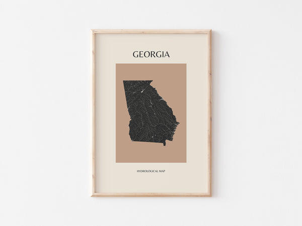 Georgia Mid-Century Modern Hydrological Map