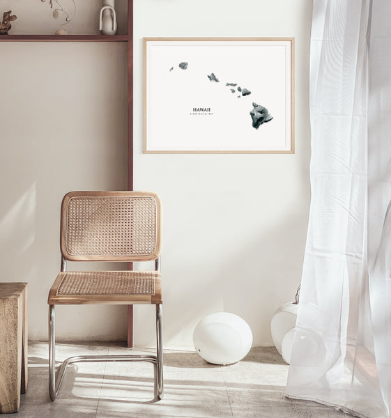 Hawaii Hydrological Map Poster Black