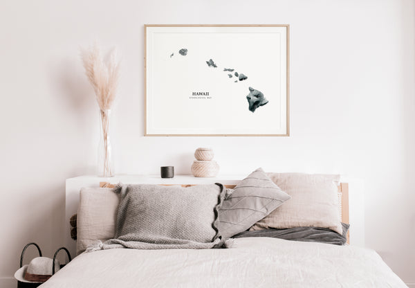 Hawaii Hydrological Map Poster Black