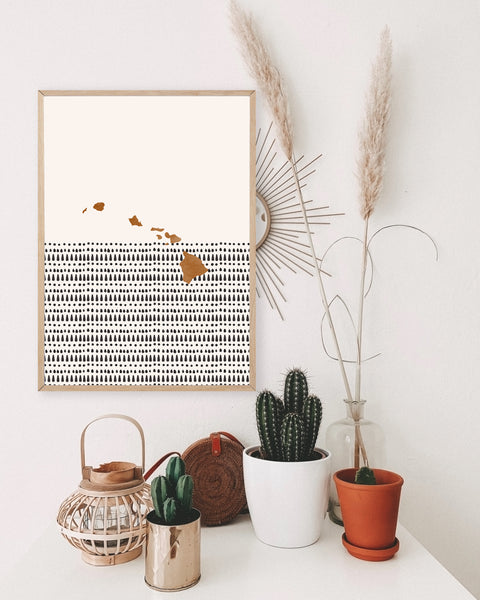 Hawaii Boho Wall Art Map