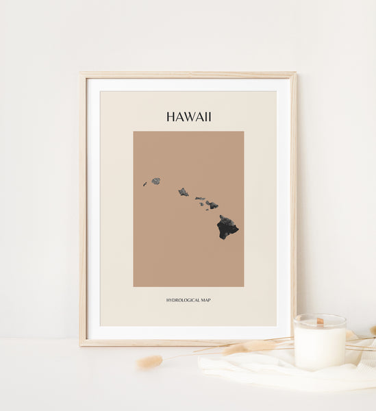 Hawaii Mid-Century Modern Hydrological Map