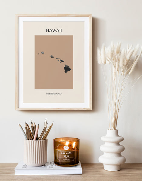 Hawaii Mid-Century Modern Hydrological Map