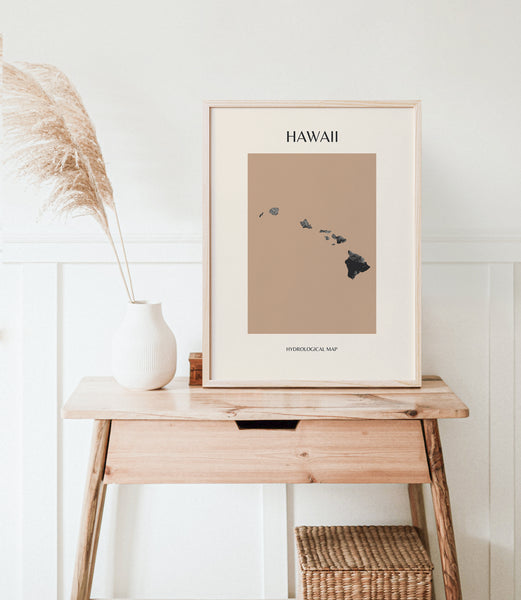 Hawaii Mid-Century Modern Hydrological Map