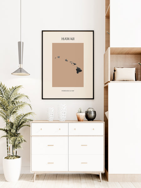 Hawaii Mid-Century Modern Hydrological Map