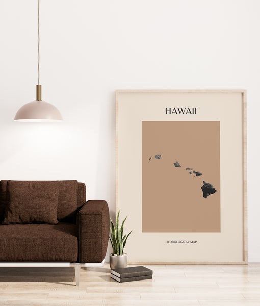 Hawaii Mid-Century Modern Hydrological Map