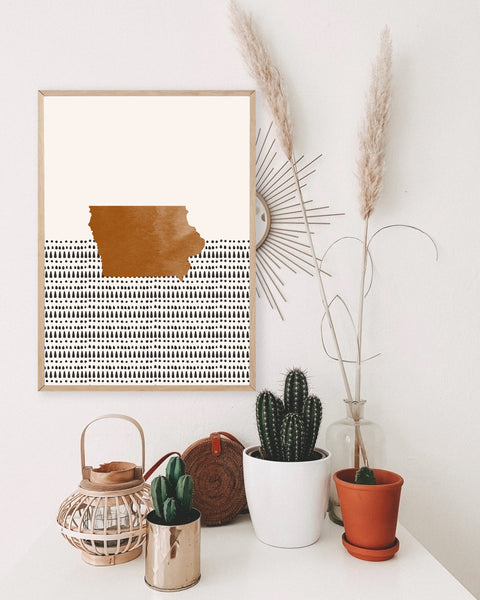 Iowa Boho Wall Art Map