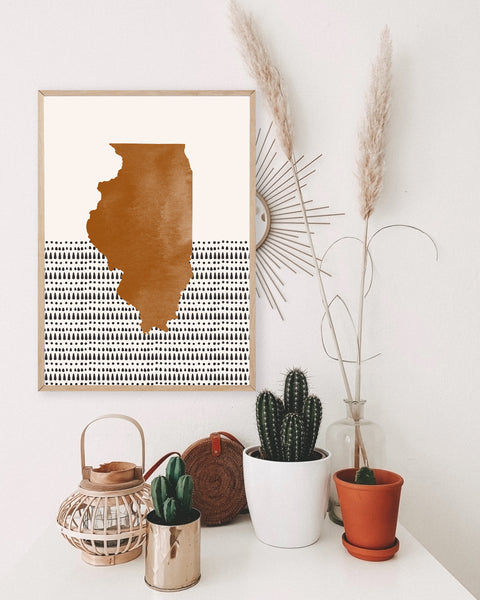 Illinois Boho Wall Art Map