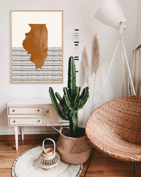 Illinois Boho Wall Art Map