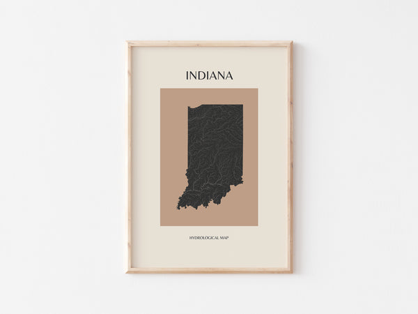 Indiana Mid-Century Modern Hydrological Map
