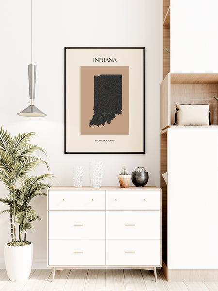 Indiana Mid-Century Modern Hydrological Map