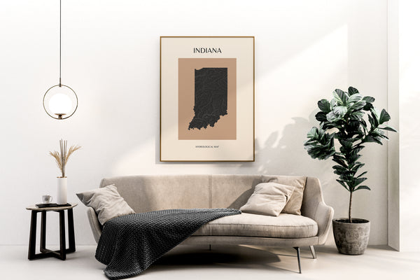 Indiana Mid-Century Modern Hydrological Map