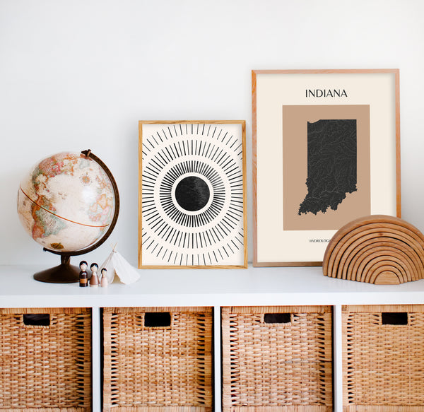 Indiana Mid-Century Modern Hydrological Map