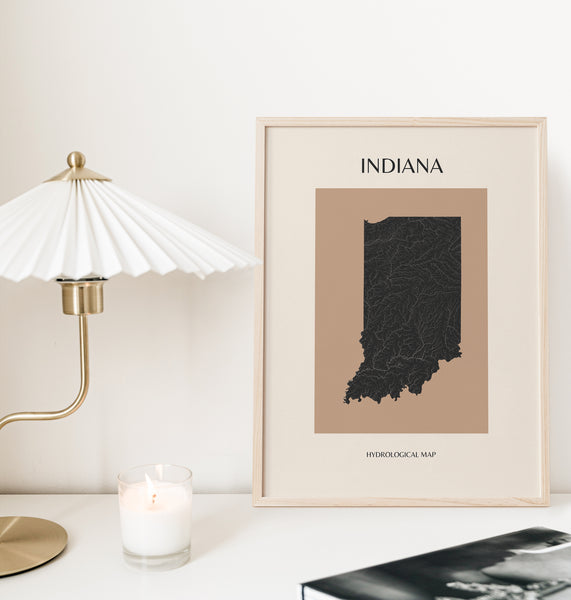 Indiana Mid-Century Modern Hydrological Map
