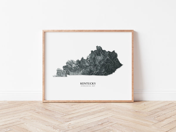 Kentucky Hydrological Map Poster Black