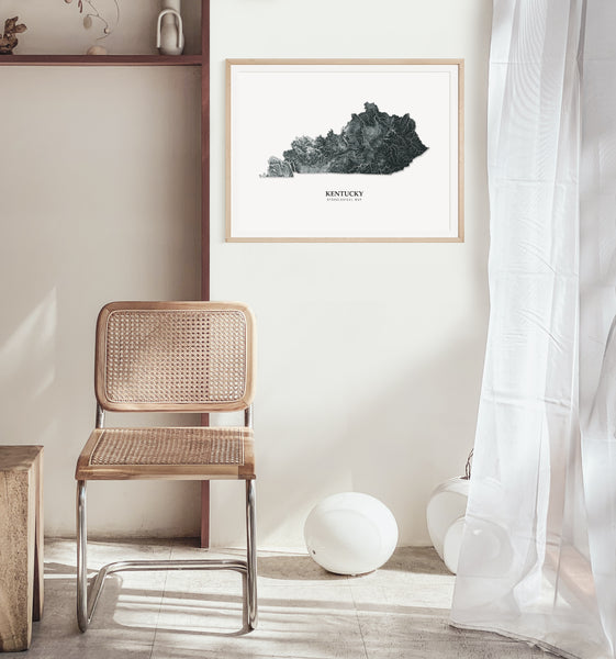 Kentucky Hydrological Map Poster Black