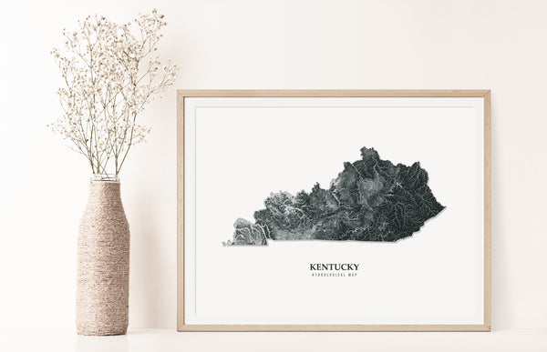 Kentucky Hydrological Map Poster Black