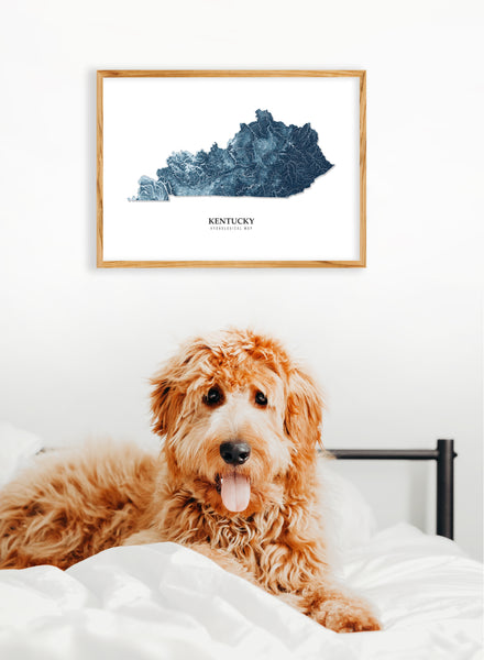 Kentucky Hydrological Map Poster Blue