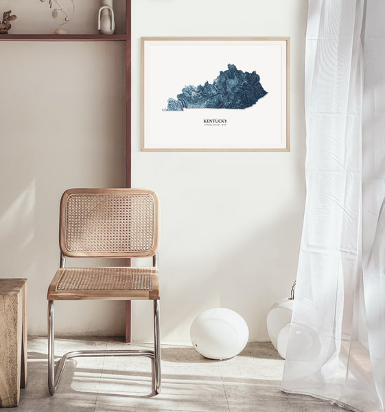 Kentucky Hydrological Map Poster Blue