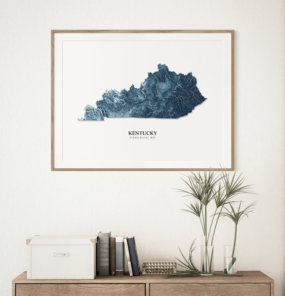 Kentucky Hydrological Map Poster Blue
