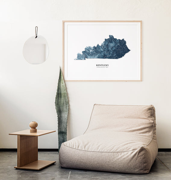 Kentucky Hydrological Map Poster Blue