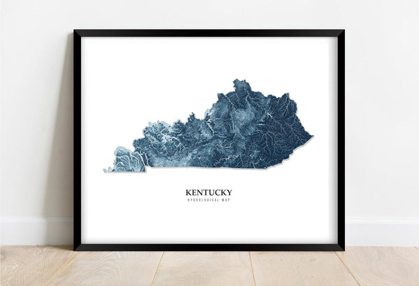Kentucky Hydrological Map Poster Blue