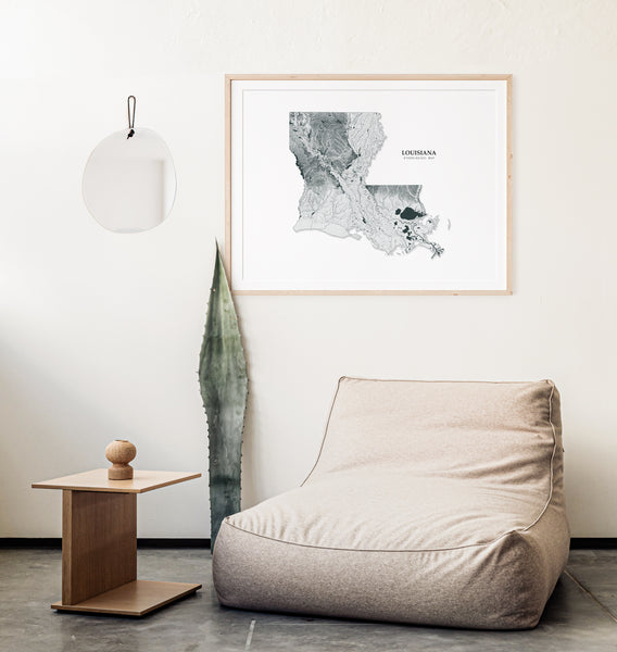 Louisiana Hydrological Map Poster Black