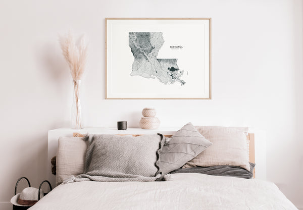 Louisiana Hydrological Map Poster Black